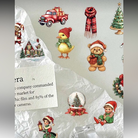 50pc Vintage Christmas Holiday Sticker Set - Picture 2 of 8